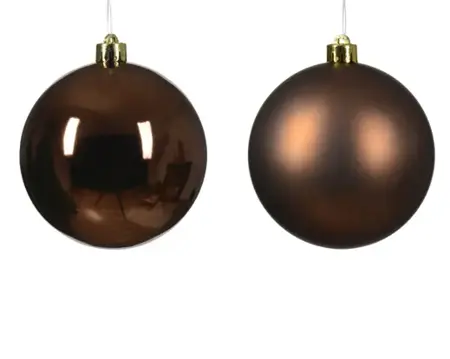 Decoris kerstbal set plastic | 4 stuks | 10 centimeter | espresso - afbeelding 2
