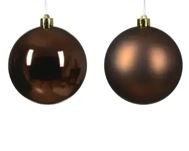 Decoris kerstbal set plastic | 4 stuks | 10 centimeter | espresso - afbeelding 2