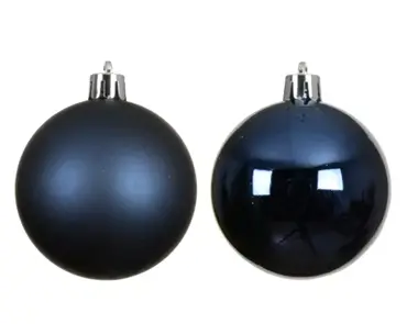 Decoris kerstbal set plastic | 4 stuks | 10 centimeter | nachtblauw - afbeelding 2