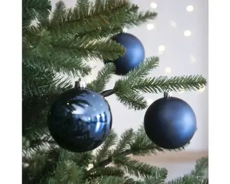 Decoris kerstbal set plastic | 4 stuks | 10 centimeter | nachtblauw - afbeelding 3