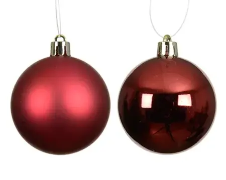 Decoris kerstbal set plastic | 4 stuks | 10 centimeter | ossenbloed - afbeelding 2