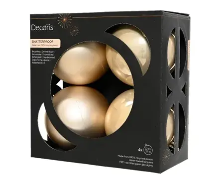 Decoris kerstbal set plastic | 4 stuks | 10 centimeter | parel - afbeelding 1