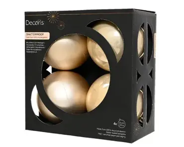 Decoris kerstbal set plastic | 4 stuks | 10 centimeter | parel - afbeelding 1