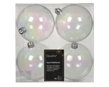 Decoris kerstbal set plastic | 4 stuks | 10 centimeter | transparant/iris - afbeelding 1