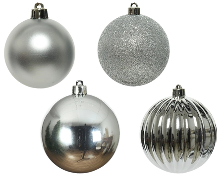 Decoris kerstbal set plastic | 4 stuks | 10 centimeter | zilver - afbeelding 2
