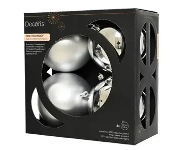 Decoris kerstbal set plastic | 4 stuks | 10 centimeter | zilver - afbeelding 1