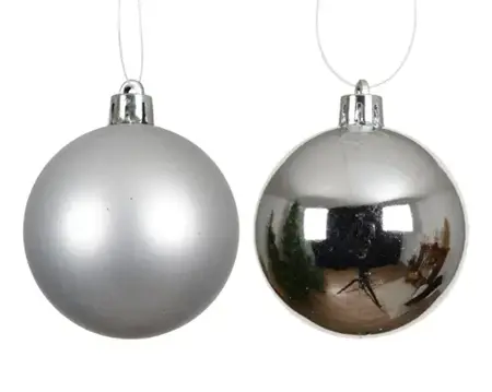 Decoris kerstbal set plastic | 4 stuks | 10 centimeter | zilver - afbeelding 2