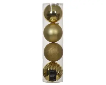 Decoris kerstbal set plastic | 4 stuks | 14 centimeter | lichtgoud - afbeelding 1