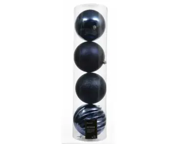 Decoris kerstbal set plastic | 4 stuks | 14 centimeter | nachtblauw - afbeelding 1