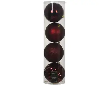 Decoris kerstbal set plastic | 4 stuks | 14 centimeter | ossenbloed - afbeelding 1