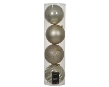 Decoris kerstbal set plastic | 4 stuks | 14 centimeter | parel - afbeelding 1