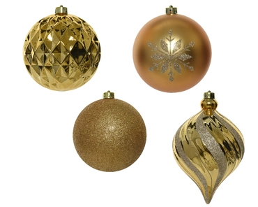Decoris kerstbal set plastic | 6 stuks | 15 centimeter | licht goud - afbeelding 2