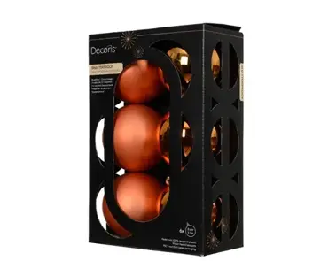 Decoris kerstbal set plastic | 6 stuks | 8 centimeter | oranje - afbeelding 1