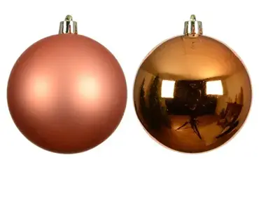 Decoris kerstbal set plastic | 6 stuks | 8 centimeter | oranje - afbeelding 2