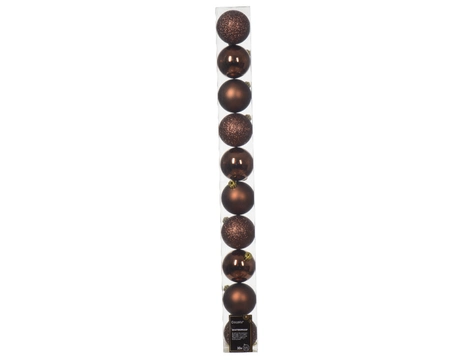 Decoris kerstball set plastic | 10 stuks | 6 centimeter | espresso - afbeelding 1