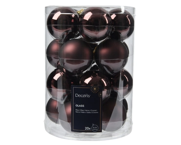 Decoris kerstballen Glas 20st zwarte truffel 6cm - afbeelding 2