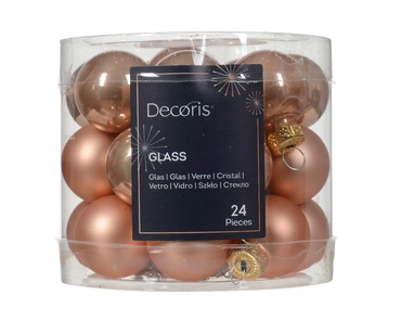 Decoris kerstballen glas 24st roze 2,5cm - afbeelding 2