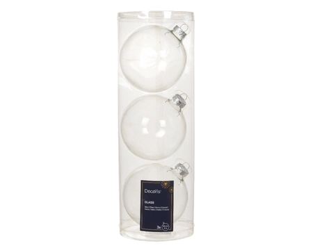 Decoris kerstballen glas 3st transparant 10cm - afbeelding 1