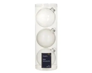 Decoris kerstballen glas 3st Zilver 10cm - afbeelding 2