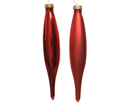 Decoris kerstballen ijspegel glas | 6 stuks | 15 centimeter | kerstrood - afbeelding 2