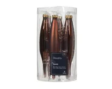 Decoris kerstballen Ijspegel glas 6st espresso 15cm - afbeelding 1