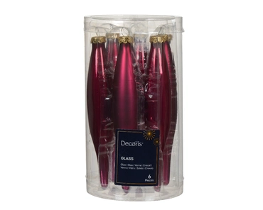Decoris kerstballen Ijspegel glas 6st granaatappel 15cm - afbeelding 2
