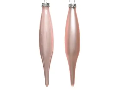 Decoris kerstballen ijspegel set glas | 6 stuks | 15 centimeter | poederroze - afbeelding 2