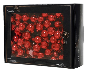 Decoris kerstballen op draad 144st kerstrood 2,5cm - afbeelding 2