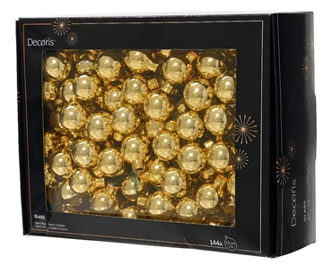 Decoris kerstballen op draad 144st Licht goud 2,5cm - afbeelding 2