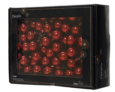 Decoris kerstballen op draad Glas 144st ossenbloed 2,5cm - afbeelding 2