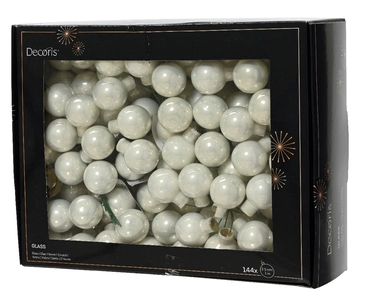 Decoris kerstballen op draad Glas 144st winterwit 2,5cm - afbeelding 2