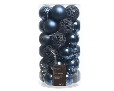 Decoris kerstballen plastic 6cm 37st nachtblauw - afbeelding 1