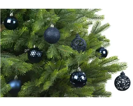 Decoris kerstballen plastic 6cm 37st nachtblauw - afbeelding 4