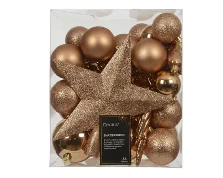 Decoris kerstballen plastic 8cm brandy 33st - afbeelding 1