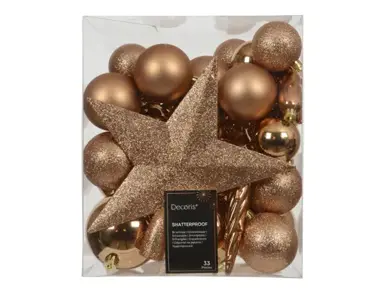 Decoris kerstballen plastic 8cm brandy 33st - afbeelding 1