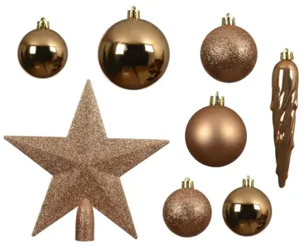Decoris kerstballen plastic 8cm brandy 33st - afbeelding 2