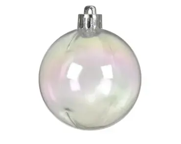 Decoris kerstballen plastic 8cm transparant/iris 6st - afbeelding 2
