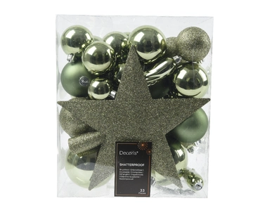 Decoris kerstballen Plastic mix+piek 33st Rosemarijn - afbeelding 2