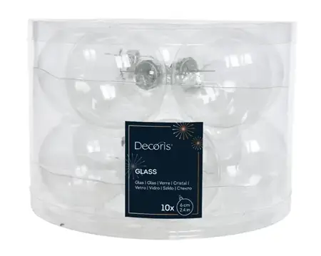 Decoris kerstballen set glas | 10 stuks | 6 centimeter | transparant