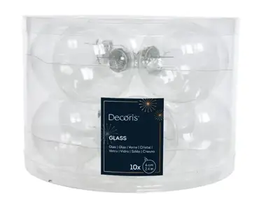 Decoris kerstballen set glas | 10 stuks | 6 centimeter | transparant