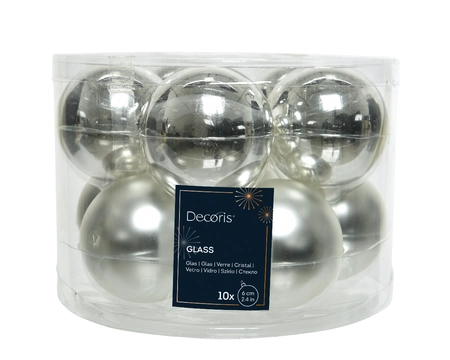Decoris kerstballen set glas | 10 stuks | 6 centimeter | zilver - afbeelding 1