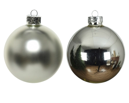 Decoris kerstballen set glas | 10 stuks | 6 centimeter | zilver - afbeelding 2