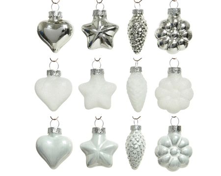 Decoris kerstballen set glas | 12 stuks | 4 centimeter | zilver - afbeelding 2