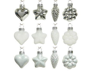 Decoris kerstballen set glas | 12 stuks | 4 centimeter | zilver - afbeelding 2