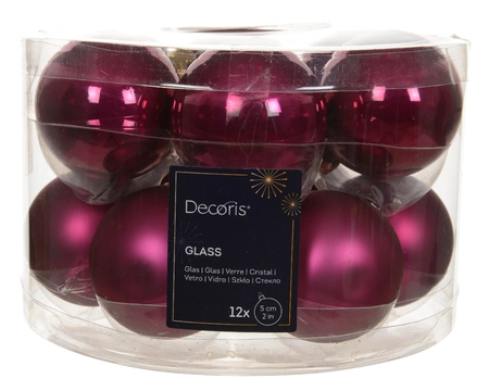 Decoris kerstballen set glas | 12 stuks | 5 centimeter | granaatappel - afbeelding 1