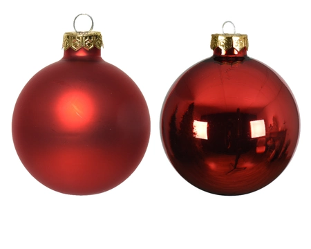 Decoris kerstballen set glas | 12 stuks | 5 centimeter | kerstrood - afbeelding 2
