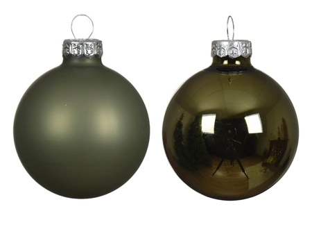 Decoris kerstballen set glas | 12 stuks | 5 centimeter | rosemarijn - afbeelding 2