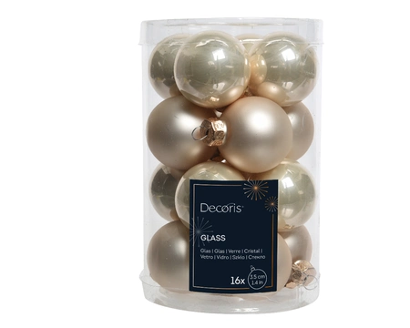 Decoris kerstballen set glas | 16 stuks | 3.5 centimeter | parel