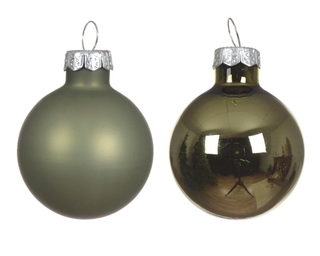 Decoris kerstballen set glas | 16 stuks | 3.5 centimeter | rosemarijn - afbeelding 2