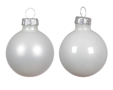 Decoris kerstballen set glas | 16 stuks | 3.5 centimeter | winterwit - afbeelding 2